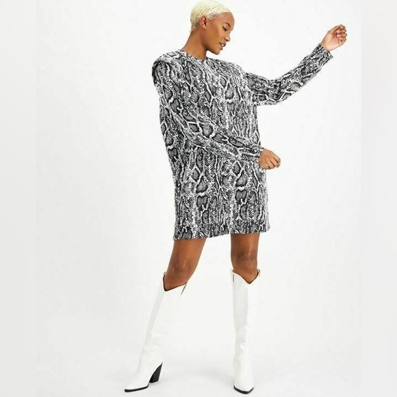 NWT. Culpos x Inc Snake Print Long Sleeve Mini Dress. XXS. - Picture 2 of 12